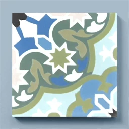 Mosaic of green and blue cement tile